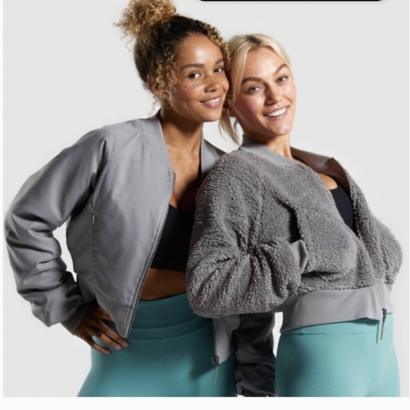 Gymshark Jackets & Blazers - Whitney Simmons x Gym Shark Reversible bomber jackey GRAY